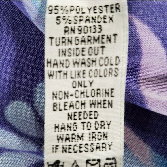 🔹️🔺️NWT Bob Mackie Purple & Blue Floral Print Long Sleeve Blouse Medium - Picture 8 of 9